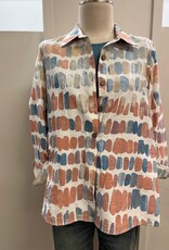 Sharon Young Inc Multiples  Button Up 3/4 Turn Up Cuff Sleeve Shirt