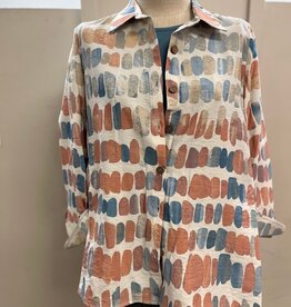 Sharon Young Inc Multiples  Button Up 3/4 Turn Up Cuff Sleeve Shirt