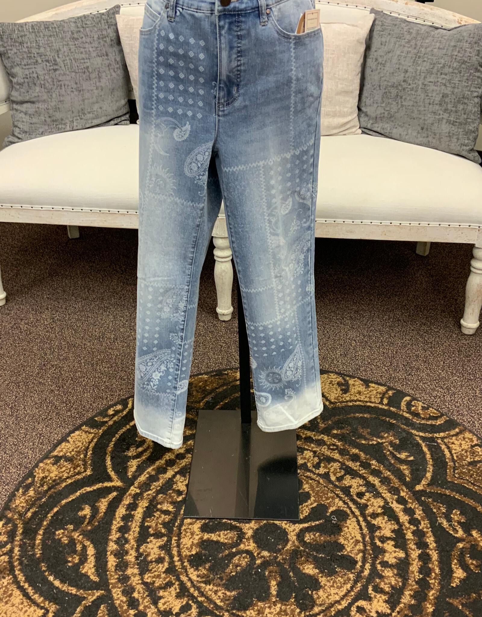 Sharon Young Inc Tru Lux Indigo Laser Printed Straight Leg Jean