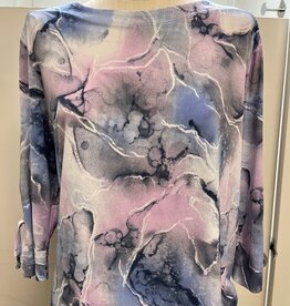 Southern Lady Southern Lady Pink Amethyst Blue Round neck 3/4 Sleeve Top