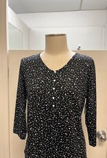 Southern Lady Southern Lady BLK/WHT Polka Dot V- Neck  3/4 Sleeve Top