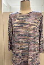 Southern Lady Southern Lady Ameth Blue Round Neck  3/4 Sleeve Top