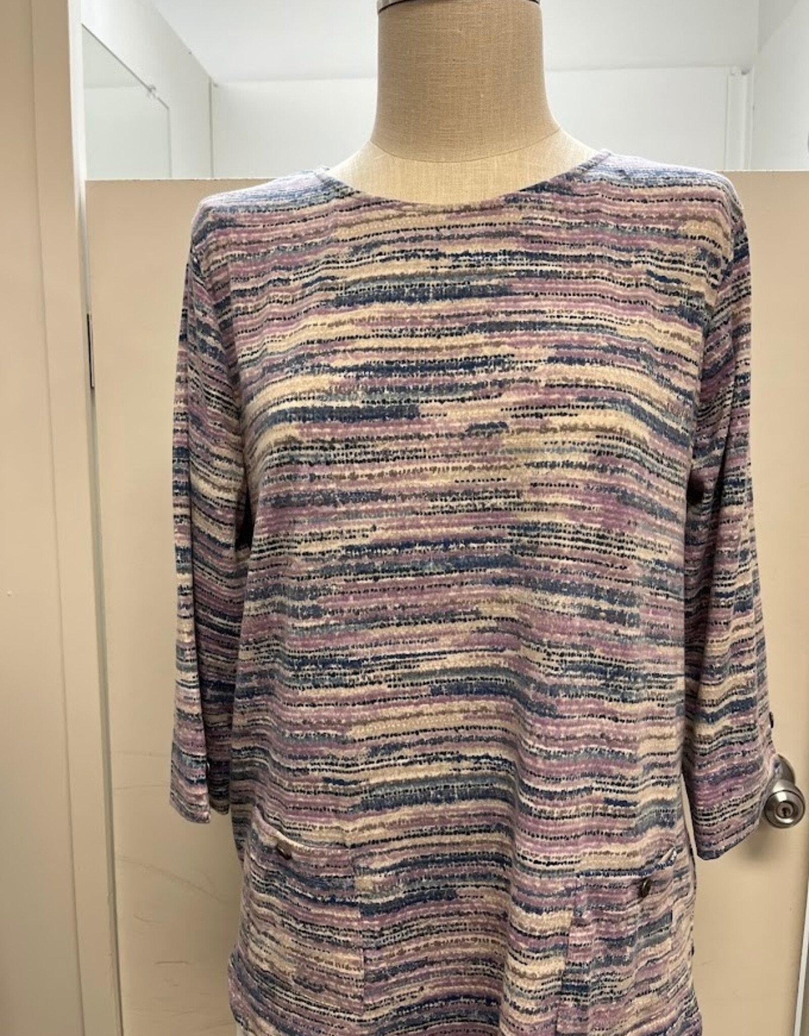 Southern Lady Southern Lady Ameth Blue Round Neck  3/4 Sleeve Top