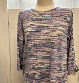 Southern Lady Southern Lady Ameth Blue Round Neck  3/4 Sleeve Top