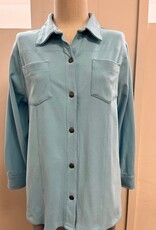 Southern Lady Southern Lady Oahu Green Collar Button Up 3/4 Sleeve Top