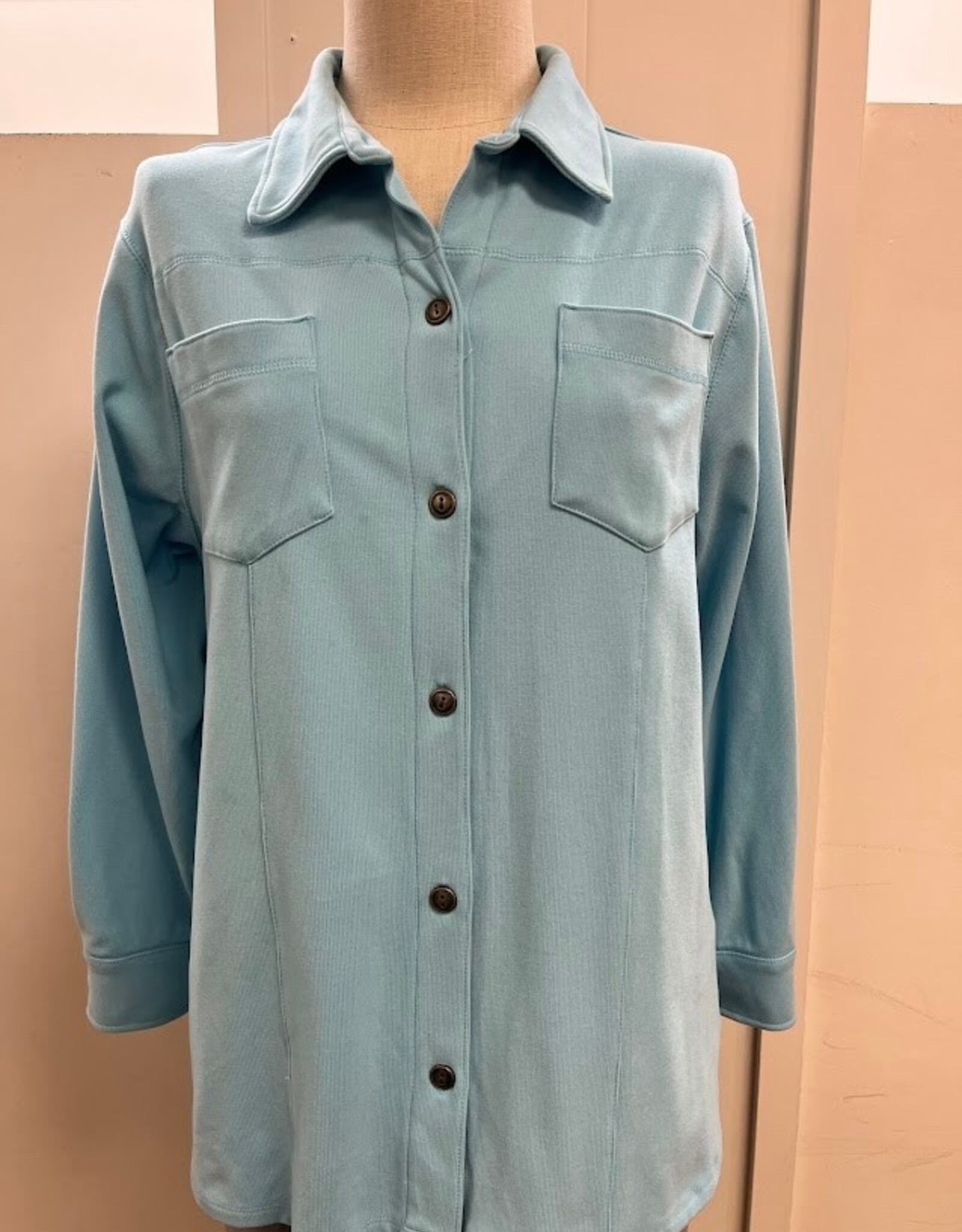 Southern Lady Southern Lady Oahu Green Collar Button Up 3/4 Sleeve Top