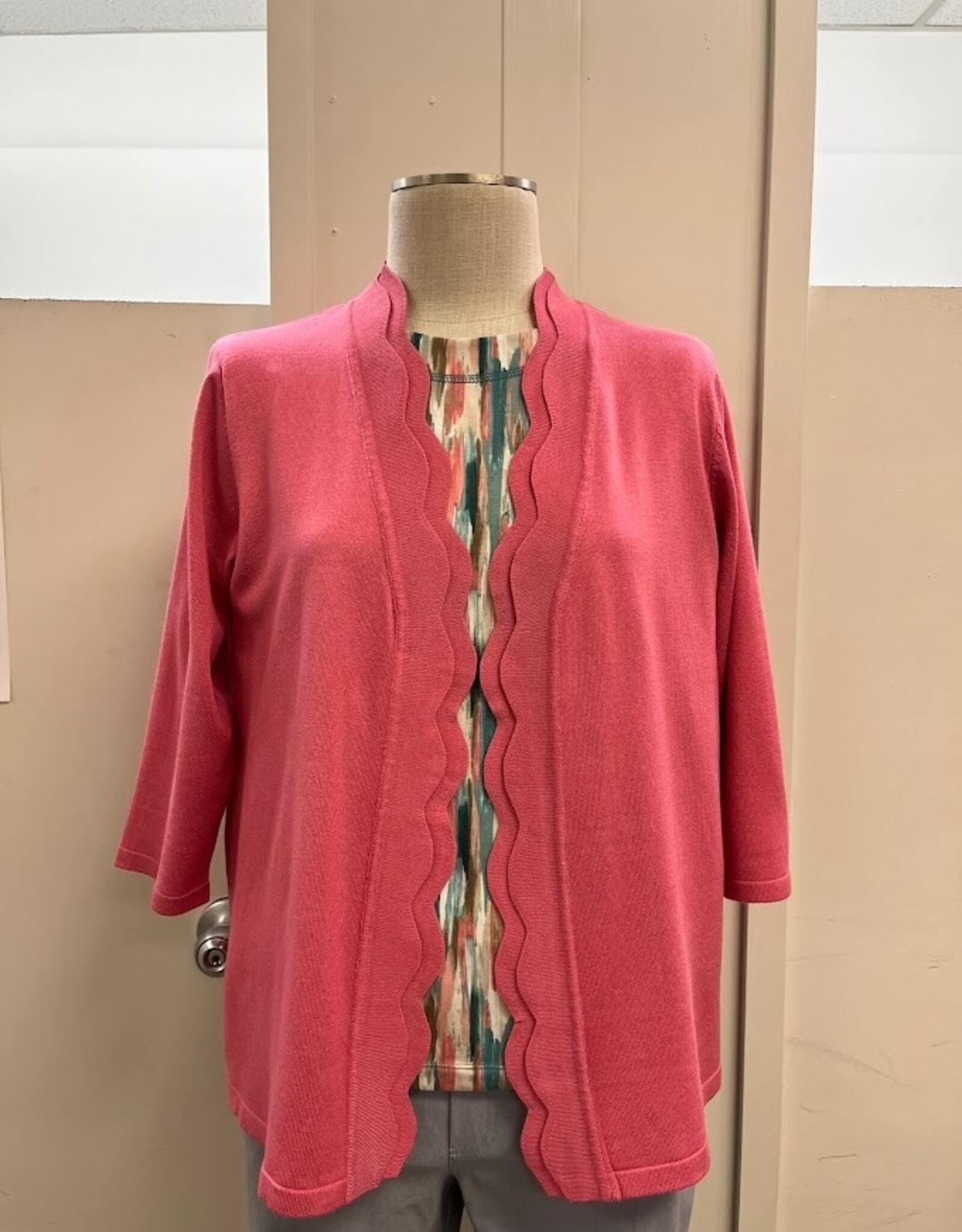 Southern Lady Southern Lady Antique Rose Scalloped Open Front Cardigan