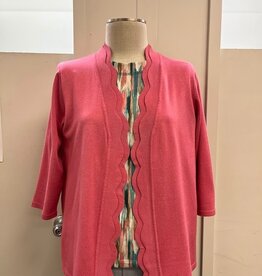 Southern Lady Southern Lady Antique Rose Scalloped Open Front Cardigan