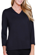 Sharon Young Inc Multiples  M16102TM  Black V-Neck 3/4Sleeve  Top