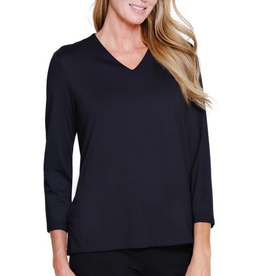 Sharon Young Inc Multiples  M16102TM  Black V-Neck 3/4Sleeve  Top