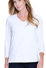 Sharon Young Inc Multiples  White V-Neck 3/4Sleeve  Top
