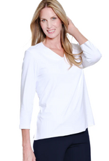 Sharon Young Inc Multiples  White V-Neck 3/4Sleeve  Top