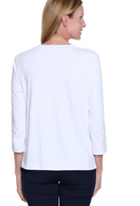 Sharon Young Inc Multiples  White V-Neck 3/4Sleeve  Top