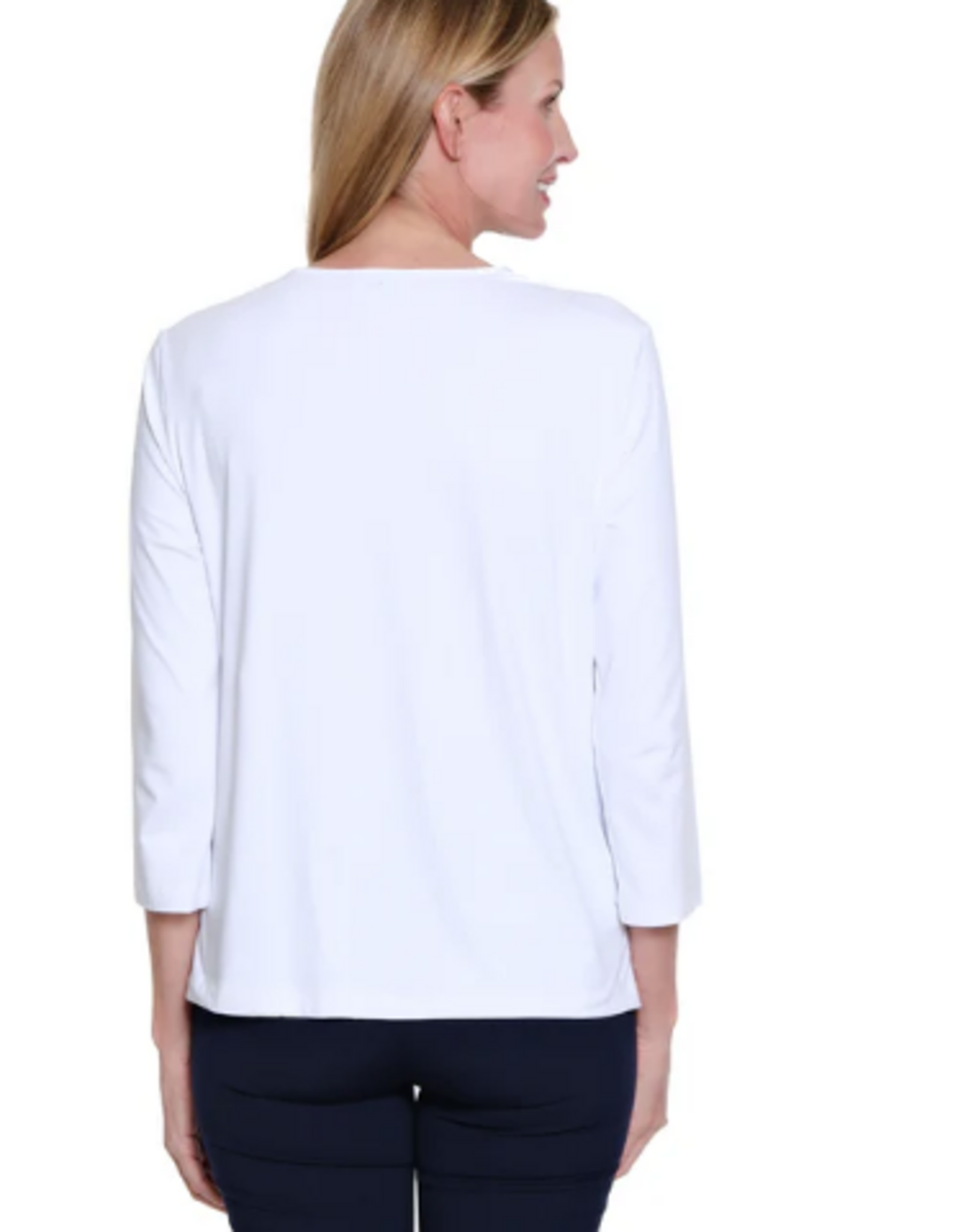 Sharon Young Inc Multiples  White V-Neck 3/4Sleeve  Top