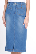 Sharon Young Inc Multiples Denim Mid Length  4 Pocket Skirt