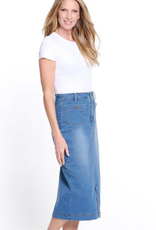 Sharon Young Inc Multiples Denim Mid Length  4 Pocket Skirt