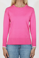 Meteric Knits Metrics Fushia Combo Crewneck Long Sleeve Light Weight Sweater