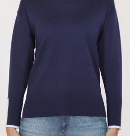 Meteric Knits Metrics 32536SP26 Navy Combo Crewneck Long Sleeve Light Weight Sweater