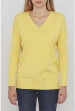Metric Knits Metric Knits Cool Lemon V-Neck Long Sleeve Sweater Top