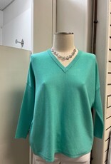 Metric Knits Metric Knits Coastal Jade V-Neck Long Sleeve Sweater Top