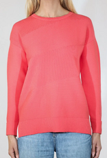 Meteric Knits Metrics Pretty Coral Combo  Round Neck 3/4 Sleeve Sweater
