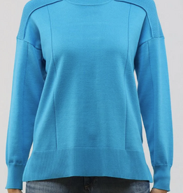 Meteric Knits Metrics Blue Retreat Round Neck 3/4 Sleeve Sweater