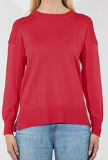 Meteric Knits Metrics Fiery Red Round Neck 3/4 Sleeve Sweater