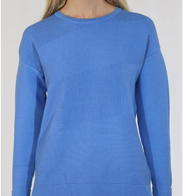 Meteric Knits Metrics Humid Blue Combo Round Neck 3/4 Sleeve Sweater