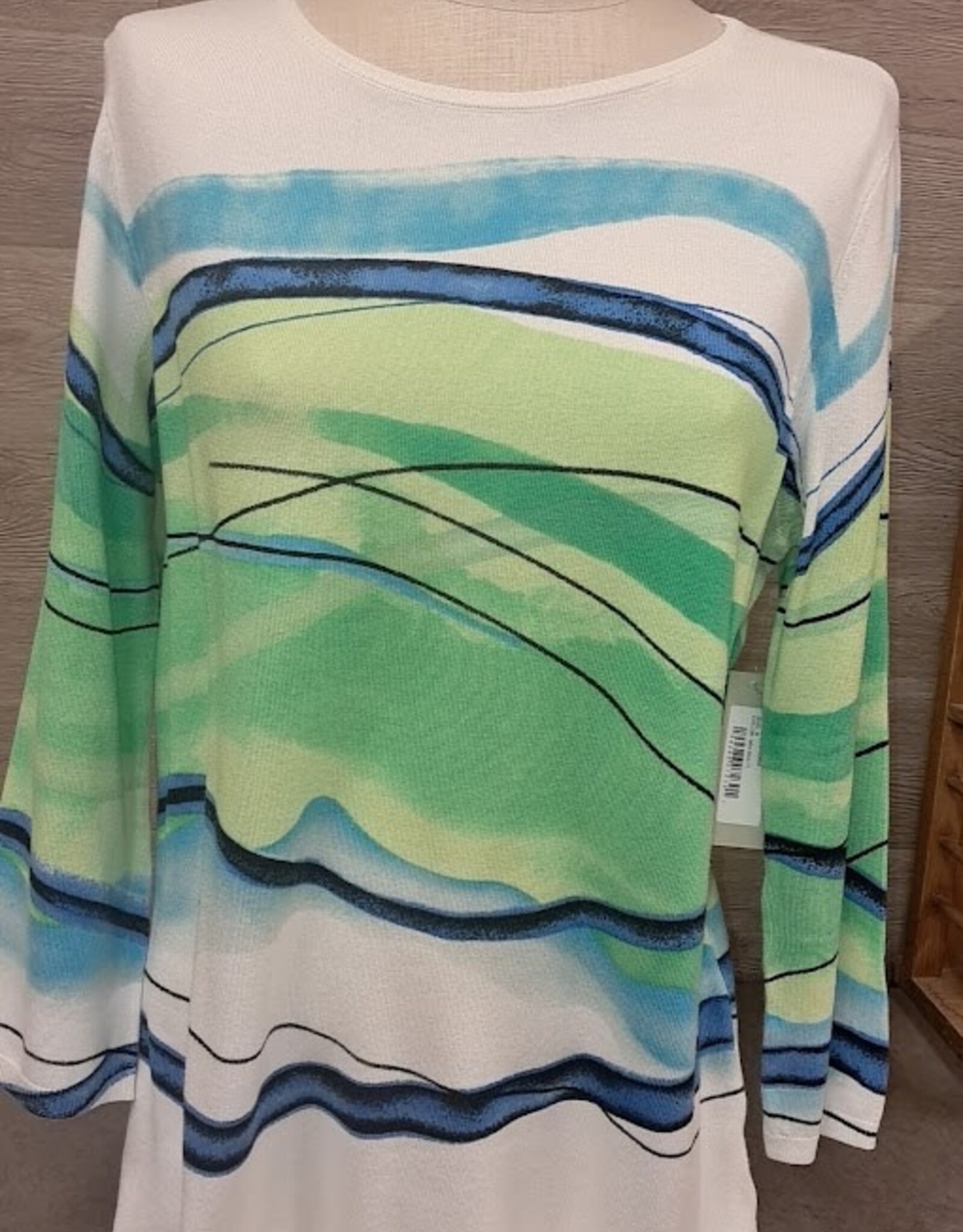 Sharon Young Inc Ala Carte Printed 3/4 Sleeve Sweater Top