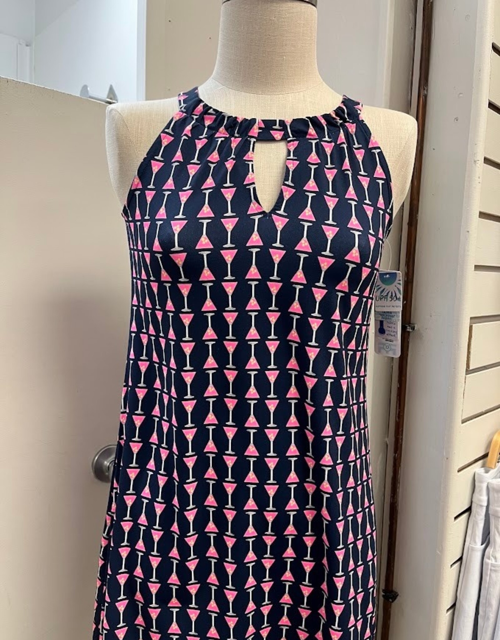 Beachtime Beach Time  MRTI  Navy/Pink  Halter Keyhole Dress