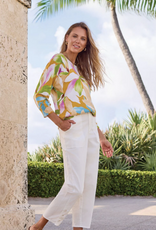 Tribal Tribal Gold Wisteria Soft Crewneck 3/4 Slv Sweater Top