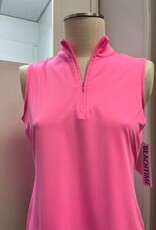 Beachtime Beach Time BHP  Hot Pink 1/4 Zip Sleeveless Top