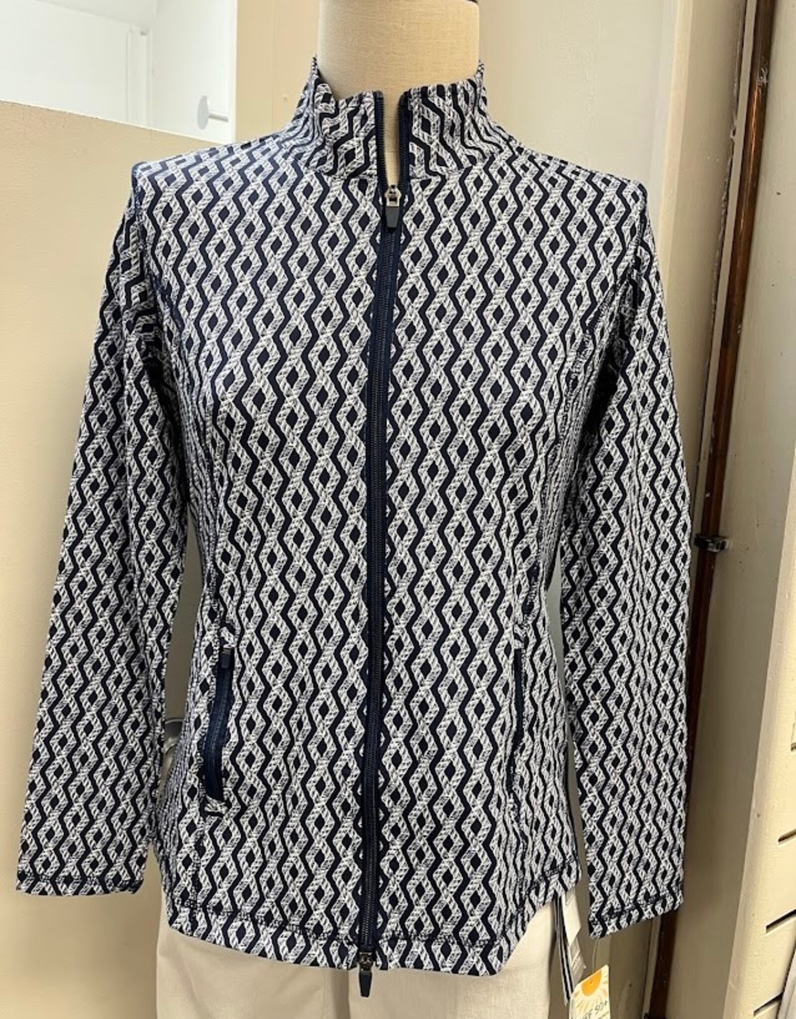 Lulu B Lulu Navy/Wht Rope Pattern  RPNW  Zip Up Jacket
