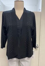 Lulu B Lulu B Black Rhinestone 3/4 Sleeve Open Cardigan