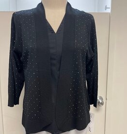 Lulu B Lulu B Black Rhinestone 3/4 Sleeve Open Cardigan