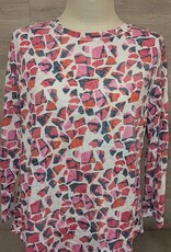 Sharon Young Inc Multiples Multi Color Print Scoop Neck 3/4 Sleeve Top