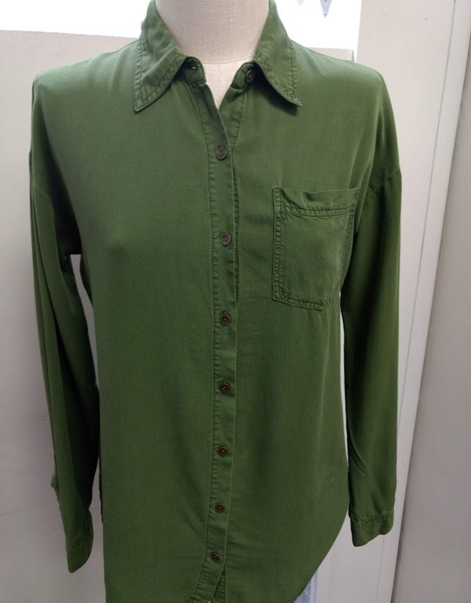 Wearables Wearables 14785W Olive Button Up L/S  Top