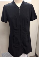 Wearables Wearables Black  Zip Front Short Sleeve  V-Neck  Dress