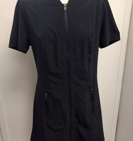 Wearables Wearables Black  Zip Front Short Sleeve  V-Neck  Dress