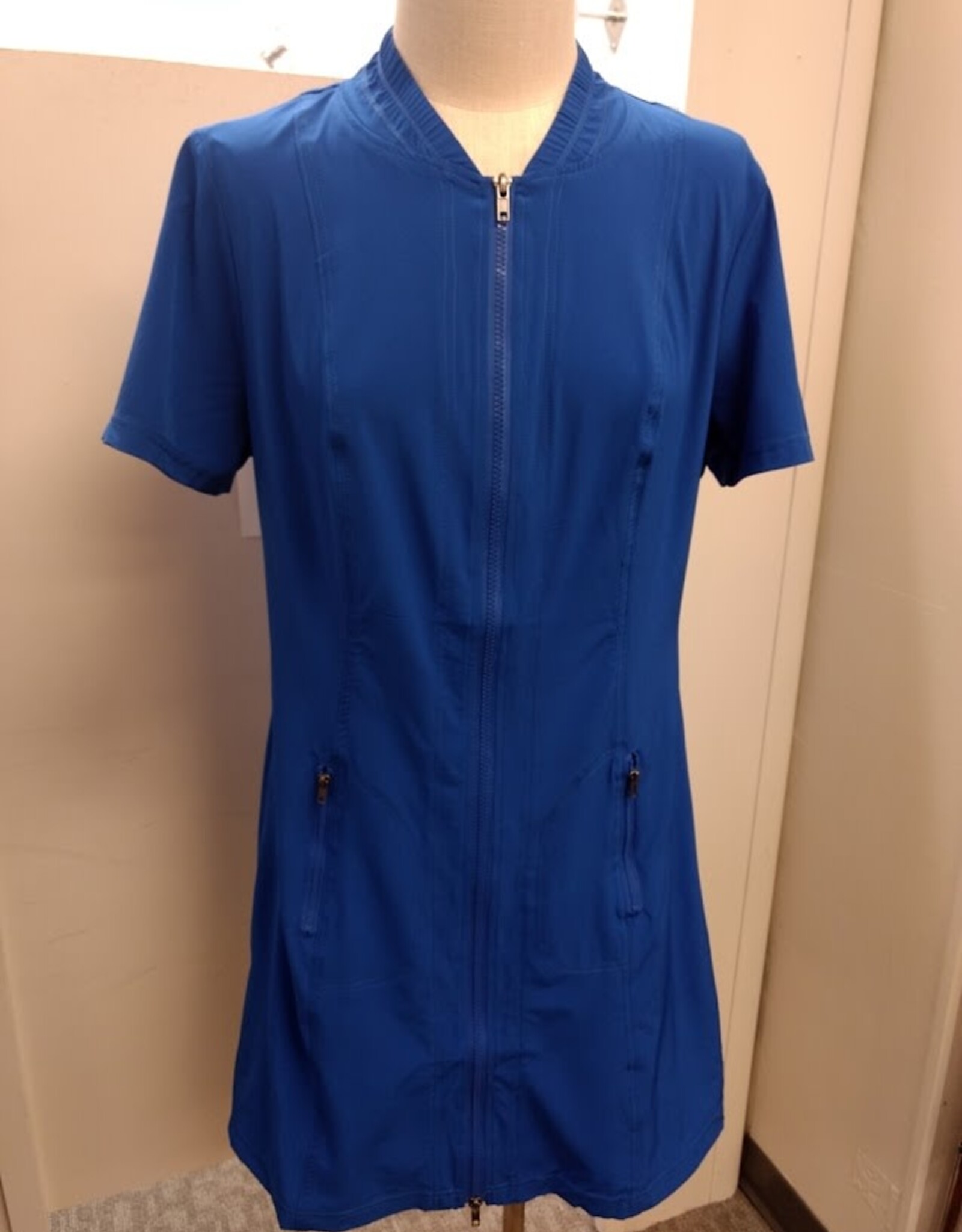 Wearables Wearables  Cobalt Zip Front Short Sleeve  V-Neck  Dress