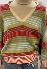 APNY APNY Olive Ribbed Stripe Polo Top