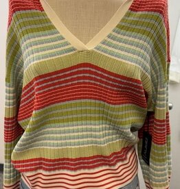 APNY APNY  Olive Ribbed Stripe Polo Top