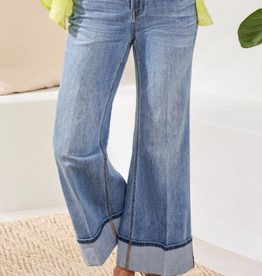 Tribal Tribal Pebble Blue Brooke Cuffed Palazo Jean