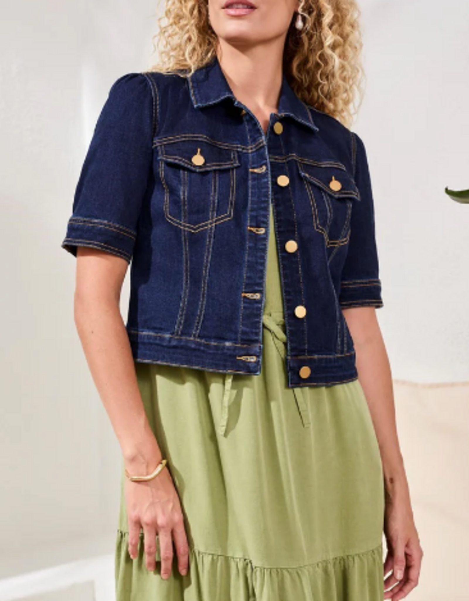 Tribal Tribal Rinse Denim Wash  Elbow Sleeve Jean Jacket