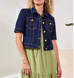 Tribal Tribal Rinse Denim Wash  Elbow Sleeve Jean Jacket