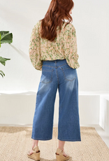 Tribal Tribal Audrey Light Blue Wash Pleated Crop Jean