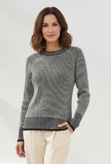 Tribal Tribal Black Round Neck  L/S  Ribbed Knit Sweater