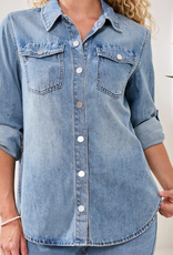 Tribal Tribal Ocean Wash Classic Soft Denim Shirt