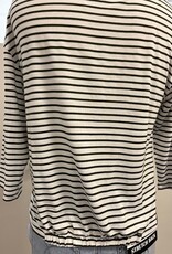 Tribal Tribal Blk/Wht Stripe Round Neck 3/4 Sleeve Top