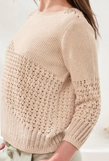 Tribal Tribal Coco Milk  Novelty Crochet 3/4 Sleeve Knit Sweater